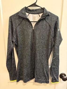 Nike Black Geometric Half-Zip Utility Jacket with Neon Trim